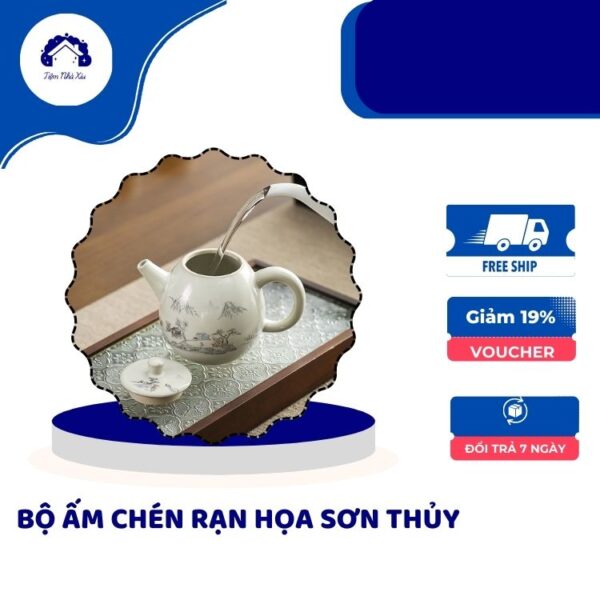 Bộ ấm chén họa sơn thủy